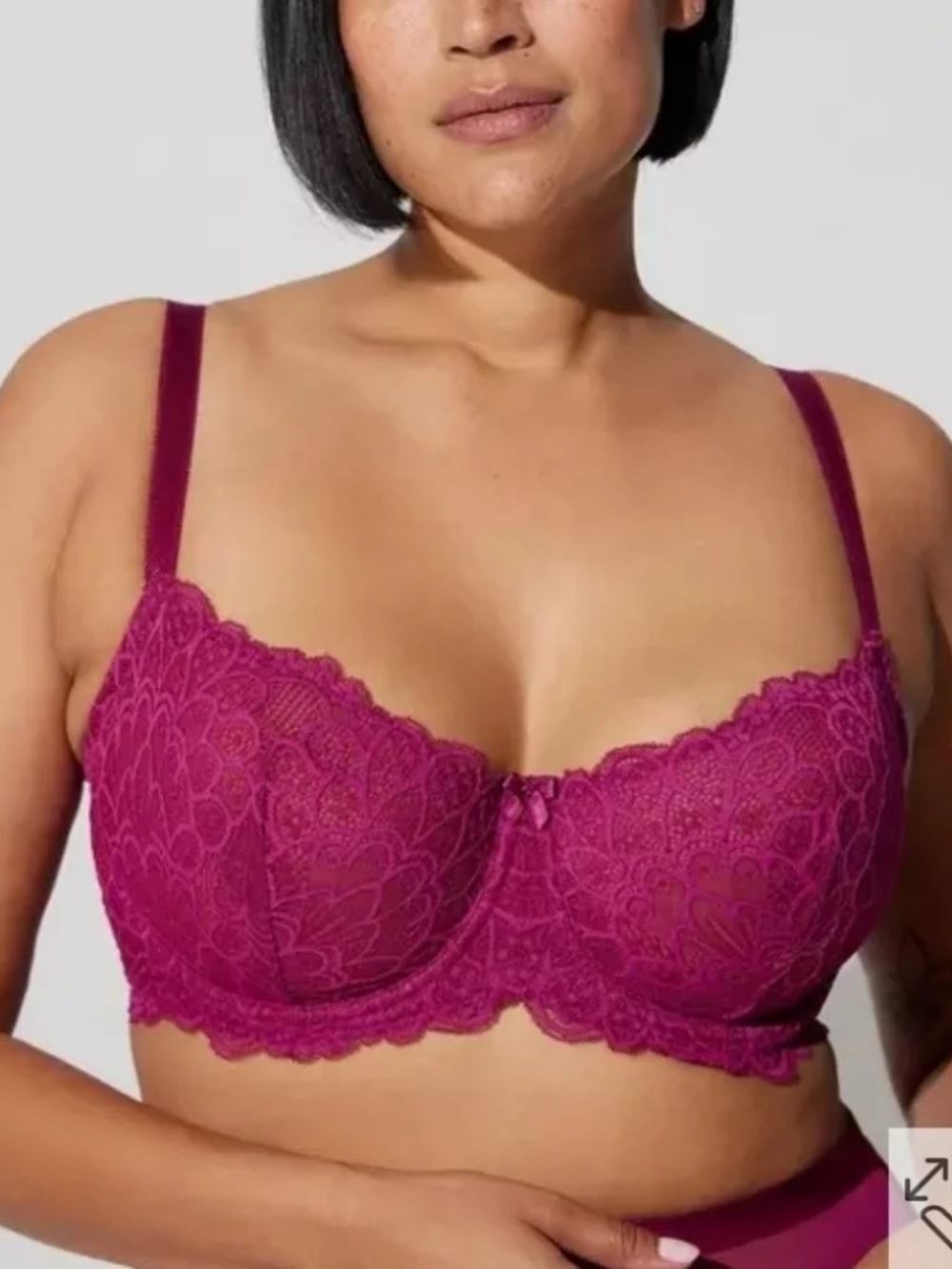 38D Torrid Fuschia Balconette NWT Unlined Black Peacock Lace Straight Back Bra